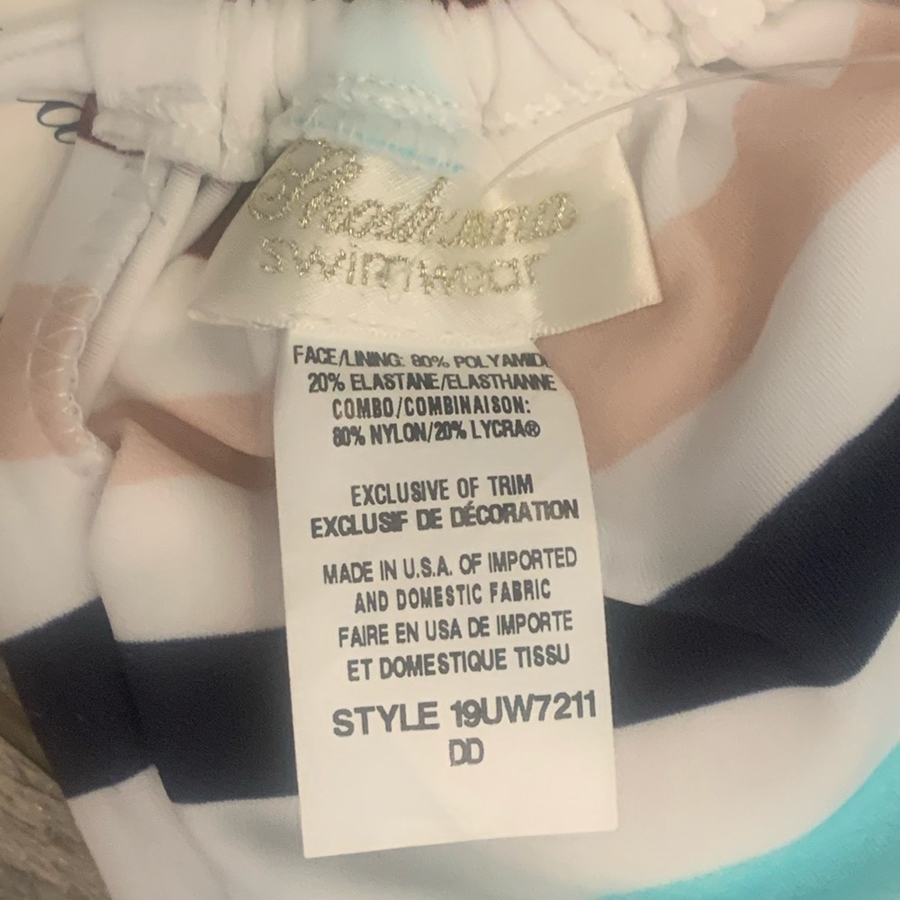 $128 NWT Shoshanna Size DD Front Tie String Bikini Triangle Top Striped Padded - Picture 9 of 9